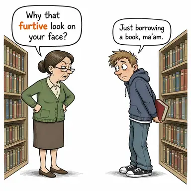 furtive (sinsi, gizli kapaklı, kaçamak) karikatürü — diyalogla bağlam içinde öğren