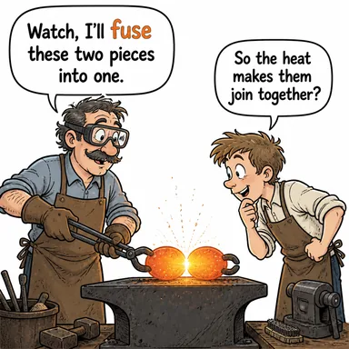 fuse (birleşmek, kaynaşmak; sigorta (elektrik)) karikatürü — diyalogla bağlam içinde öğren