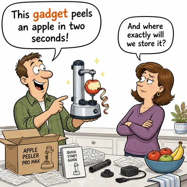 gadget (küçük alet, cihaz, zımbırtı) karikatürü — diyalogla bağlam içinde öğren
