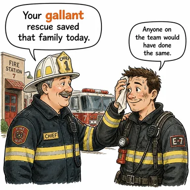 gallant (cesur, yiğit; (kadınlara karşı) kibar) karikatürü — diyalogla bağlam içinde öğren