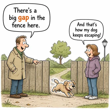 gap (boşluk, fark, uçurum, kopukluk) karikatürü — diyalogla bağlam içinde öğren