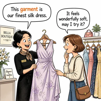 garment (giysi, kıyafet) karikatürü — diyalogla bağlam içinde öğren