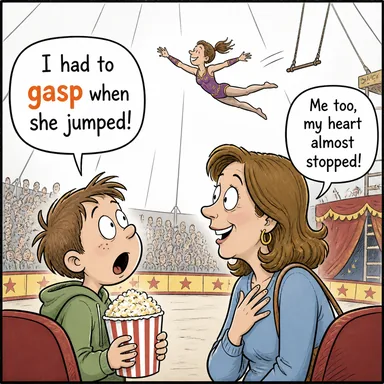 gasp (nefes nefese kalmak; şaşkınlıktan nefesi kesilmek) karikatürü — diyalogla bağlam içinde öğren