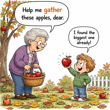 gather (toplamak, bir araya gelmek; (sonuç) çıkarmak) karikatürü — diyalogla bağlam içinde öğren