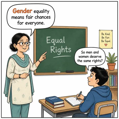 gender (toplumsal cinsiyet) karikatürü — diyalogla bağlam içinde öğren