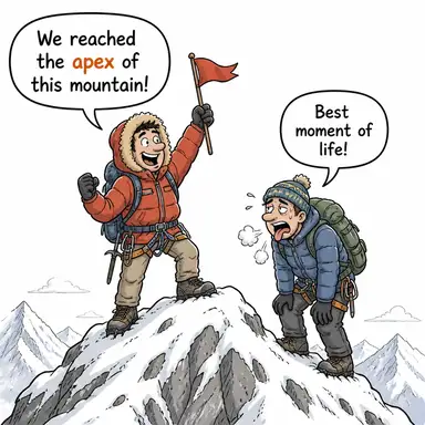 apex (zirve, doruk, uç nokta) karikatürü — diyalogla bağlam içinde öğren