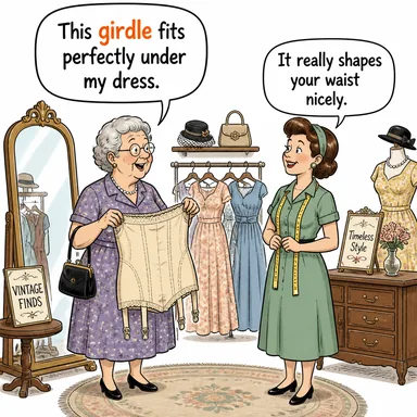 girdle (kuşak, korse) karikatürü — diyalogla bağlam içinde öğren