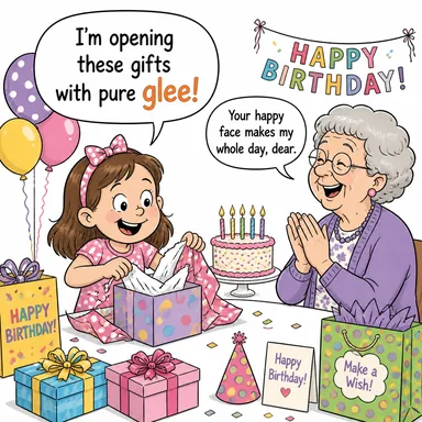 glee (keyif, neşe (genelde bir zafer veya başkasının hatası üzerine)) karikatürü — diyalogla bağlam içinde öğren