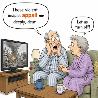 appall (dehşete düşürmek, çok şaşırtmak, ürkütmek) karikatürü — diyalogla bağlam içinde öğren