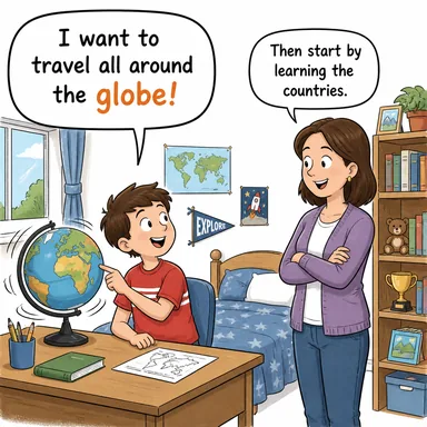 globe (küre, yerküre, dünya) karikatürü — diyalogla bağlam içinde öğren