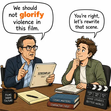 glorify (yüceltmek, övmek, güzellemek) karikatürü — diyalogla bağlam içinde öğren