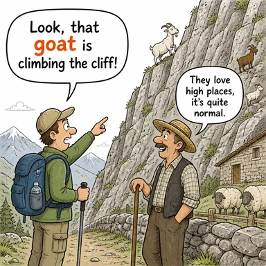 goat (keçi) karikatürü — diyalogla bağlam içinde öğren