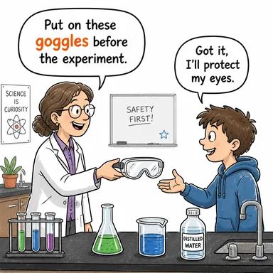 goggles (koruyucu gözlük (yüzücü/kaynakçı/deniz gözlüğü)) karikatürü — diyalogla bağlam içinde öğren