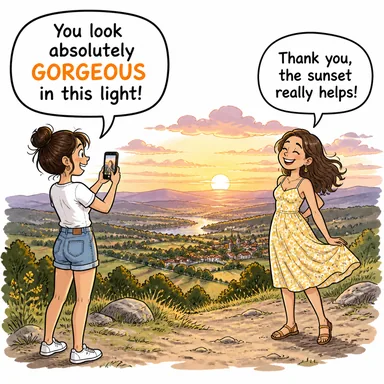 gorgeous (muhteşem, büyüleyici, harika) karikatürü — diyalogla bağlam içinde öğren