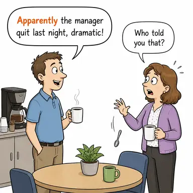 apparently (görünüşe göre, belli ki, anlaşılan) karikatürü — diyalogla bağlam içinde öğren