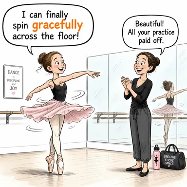 gracefully (zarifçe, incelikle) karikatürü — diyalogla bağlam içinde öğren