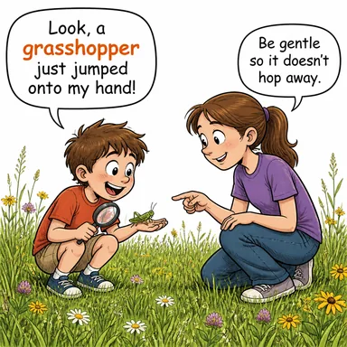 grasshopper (çekirge) karikatürü — diyalogla bağlam içinde öğren