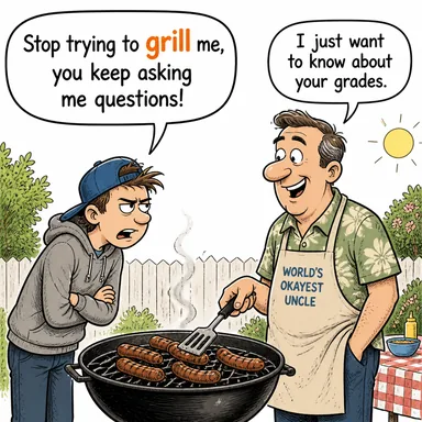 grill (sorguya çekmek, sıkıştırmak, ızgara yapmak) karikatürü — diyalogla bağlam içinde öğren
