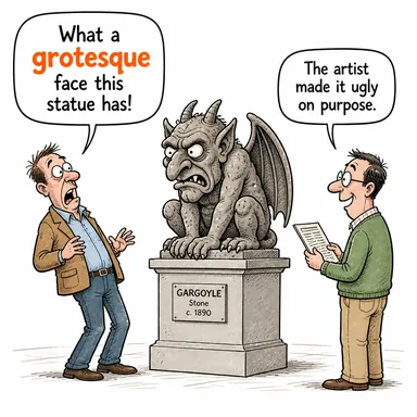 grotesque (acayip, garip, ucube, gülünç) karikatürü — diyalogla bağlam içinde öğren