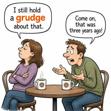 grudge (kin, hınç, garaz) karikatürü — diyalogla bağlam içinde öğren