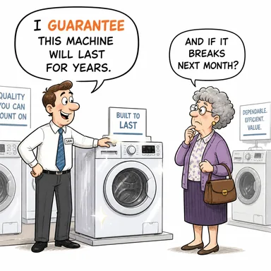 guarantee (garanti etmek, güvence vermek) karikatürü — diyalogla bağlam içinde öğren