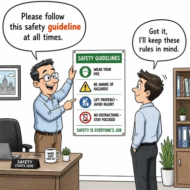 guideline (ilke, prensip, yönerge, kılavuz) karikatürü — diyalogla bağlam içinde öğren
