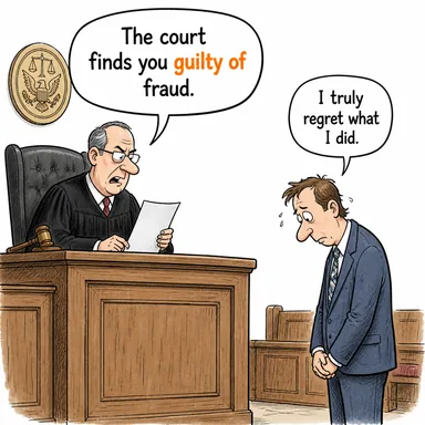 guilty of (suçlu, kabahatli (-den)) karikatürü — diyalogla bağlam içinde öğren