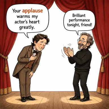 applause (alkış, takdir) karikatürü — diyalogla bağlam içinde öğren