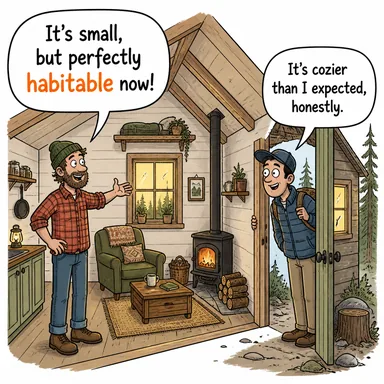habitable (oturulabilir, yaşanabilir) karikatürü — diyalogla bağlam içinde öğren