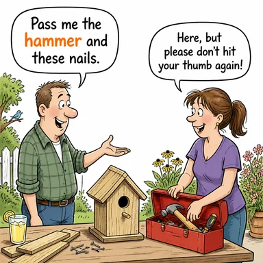 hammer (çekiç) karikatürü — diyalogla bağlam içinde öğren