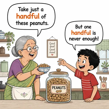 handful (bir avuç, az miktar) karikatürü — diyalogla bağlam içinde öğren