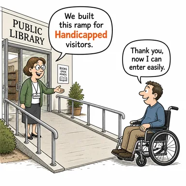 handicapped (engelli, özürlü) karikatürü — diyalogla bağlam içinde öğren