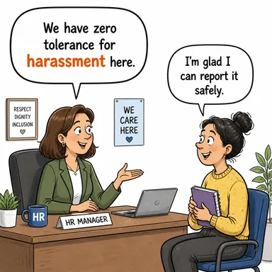 harassment (taciz, rahatsız etme) karikatürü — diyalogla bağlam içinde öğren