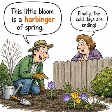 harbinger (haberci, müjdeci, işaret) karikatürü — diyalogla bağlam içinde öğren