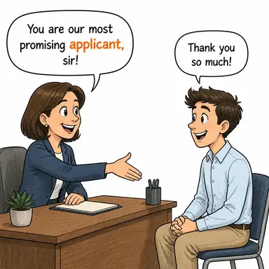applicant (aday, başvuru sahibi) karikatürü — diyalogla bağlam içinde öğren