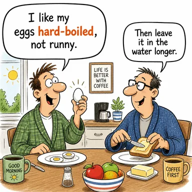 hard-boiled (katı (yumurta), duygusuz, görmüş geçirmiş) karikatürü — diyalogla bağlam içinde öğren