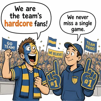 hardcore (kemikleşmiş, sadık (kitle), sert) karikatürü — diyalogla bağlam içinde öğren