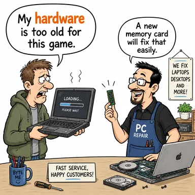 hardware (donanım, teçhizat) karikatürü — diyalogla bağlam içinde öğren