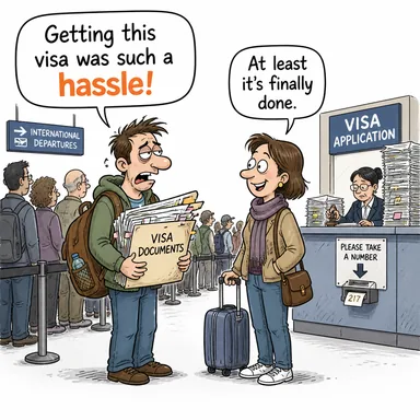 hassle (zorluk, güçlük, tartışma) karikatürü — diyalogla bağlam içinde öğren