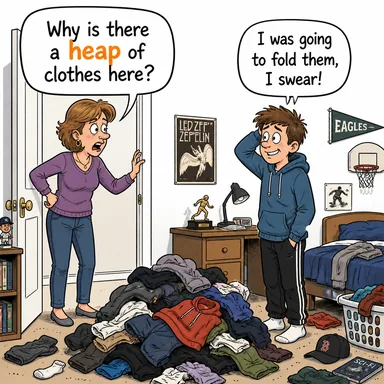 heap (yığın, küme, tepeleme) karikatürü — diyalogla bağlam içinde öğren