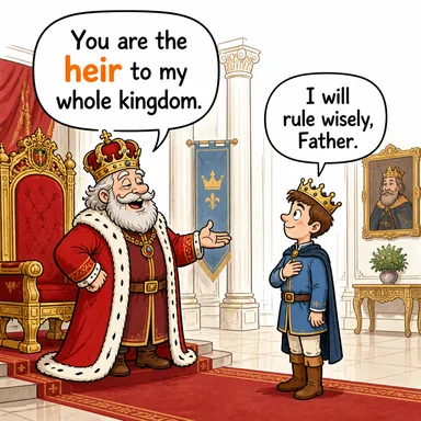 heir (mirasçı, varis) karikatürü — diyalogla bağlam içinde öğren