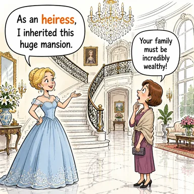 heiress (mirasçı kadın) karikatürü — diyalogla bağlam içinde öğren