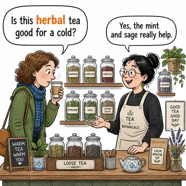 herbal (bitkisel) karikatürü — diyalogla bağlam içinde öğren