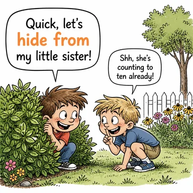 hide from (saklanmak, gizlenmek, kaçmak) karikatürü — diyalogla bağlam içinde öğren
