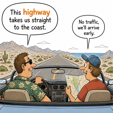 highway (otoyol, anayol) karikatürü — diyalogla bağlam içinde öğren