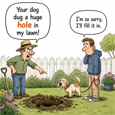 hole (delik, boşluk, çukur) karikatürü — diyalogla bağlam içinde öğren
