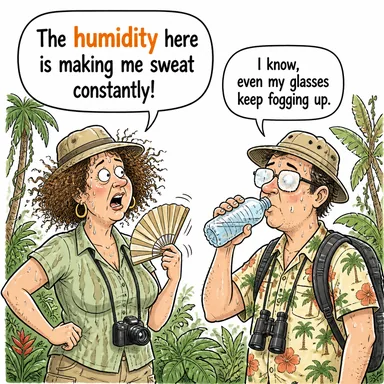 humidity (nem, rutubet) karikatürü — diyalogla bağlam içinde öğren