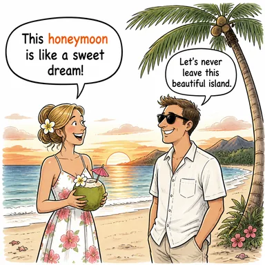 honeymoon (balayı) karikatürü — diyalogla bağlam içinde öğren