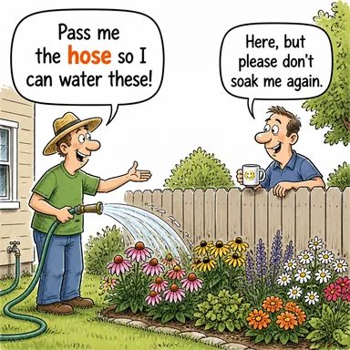 hose (hortum) karikatürü — diyalogla bağlam içinde öğren