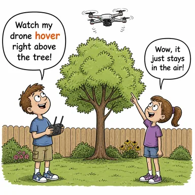 hover (havada asılı kalmak, süzülmek) karikatürü — diyalogla bağlam içinde öğren